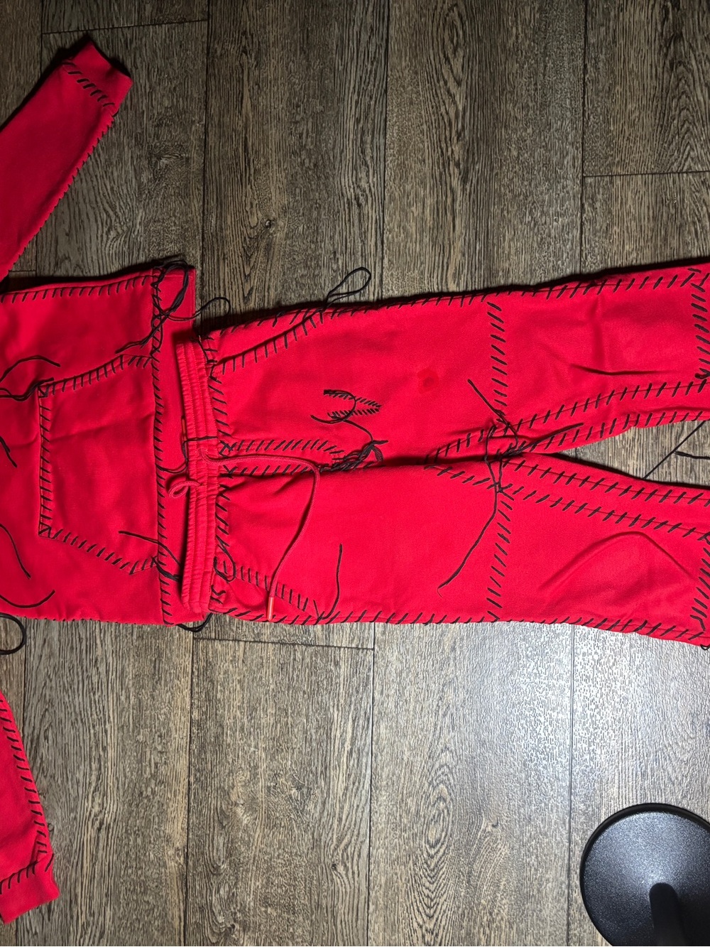 Kids Red Stitch-Detail Matching Sweatshirt & Joggers